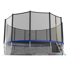 EVO JUMP External 16ft (Blue) + Lower net. Батут с внешней сеткой и лестницей, диаметр 16ft (синий) + нижняя сеть